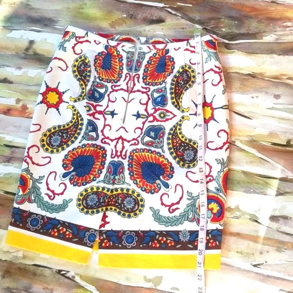 TOMMY HILFIGER  Kaleidoscope Festive Fabric Zipper Wiggle Summer Spring  Skirt 8